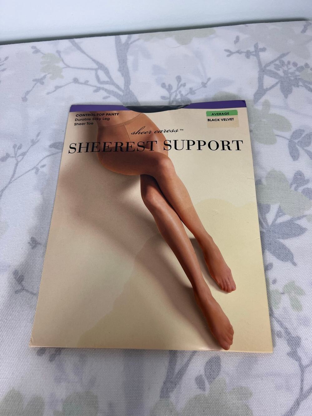 Sheer Caress Sheerest Support Average Black Velvet Sheer Toe Pantyhose